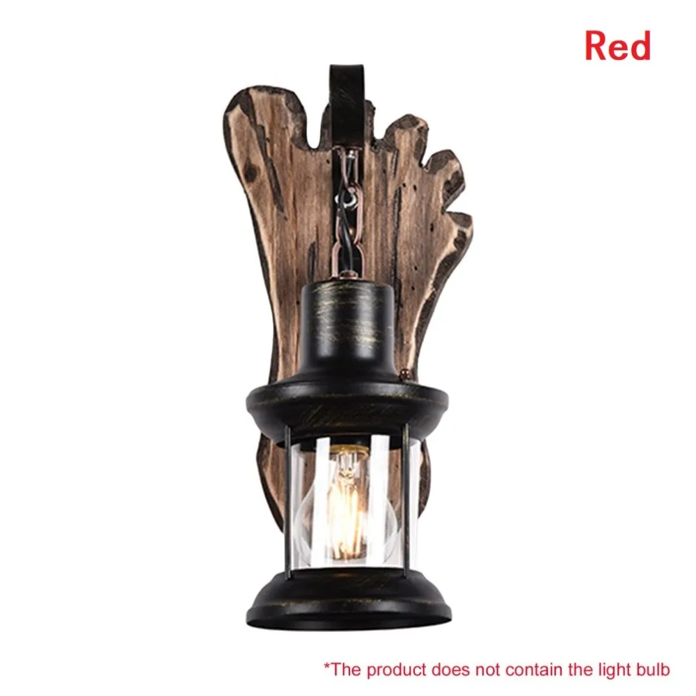 

Vintage Industrial Style Wall Lamp Christmas Lights Old Boat Wood Nostalgia Iron Lampshade Wall Light For Bar Cafe Store