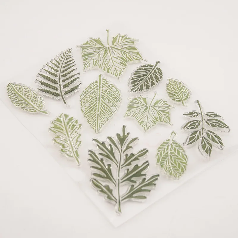 Зеленые листья прозрачный силиконовый штамп/печать для DIY скрапбукинга/фотоальбом декоративный ручной работы изготовление открыток