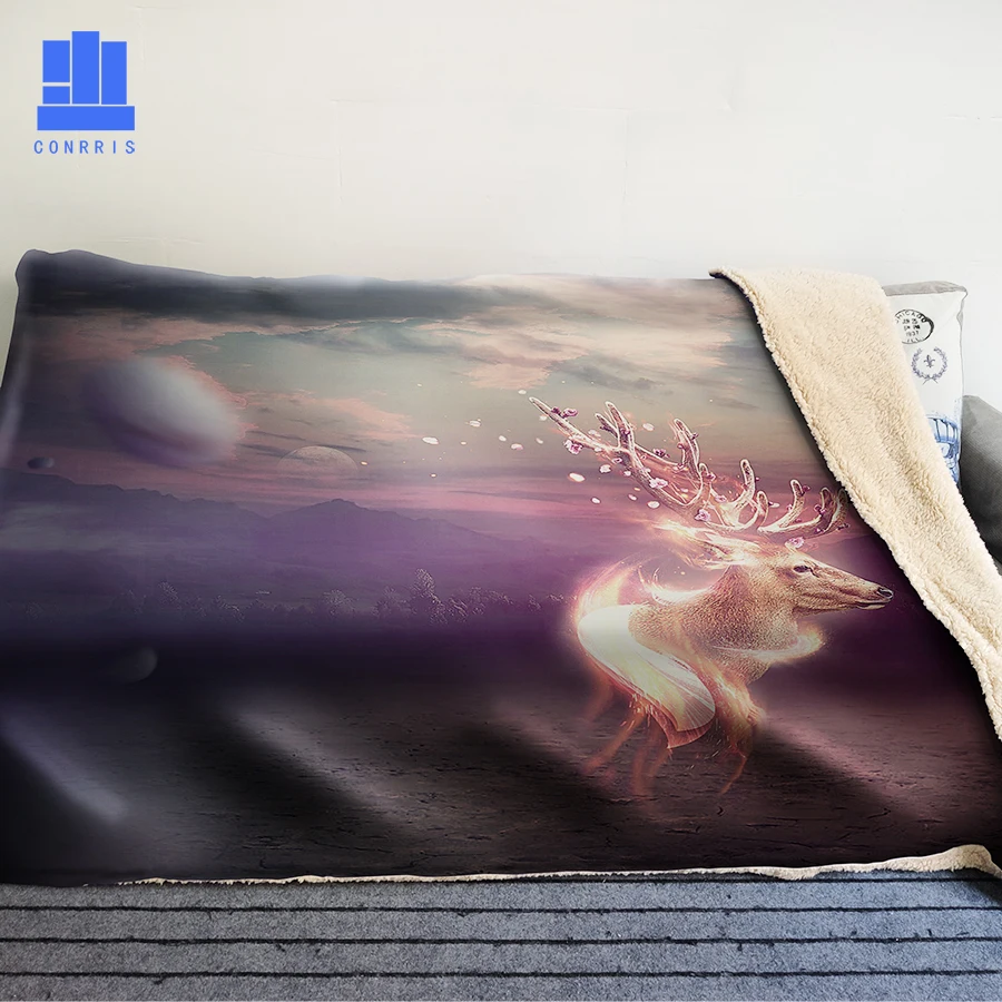 

GNORRIS Oversized Famil Lambskin 3D Print Super Soft Warm Throw Blanket Nether deer Sofa Lazy Bedding Blanket Cloak
