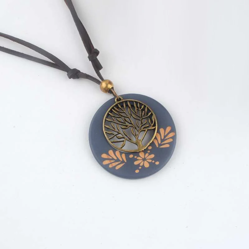 Винтажное ожерелье цепочка с подвеской в виде дерева|tree pendant|rope chain necklacechain necklace |