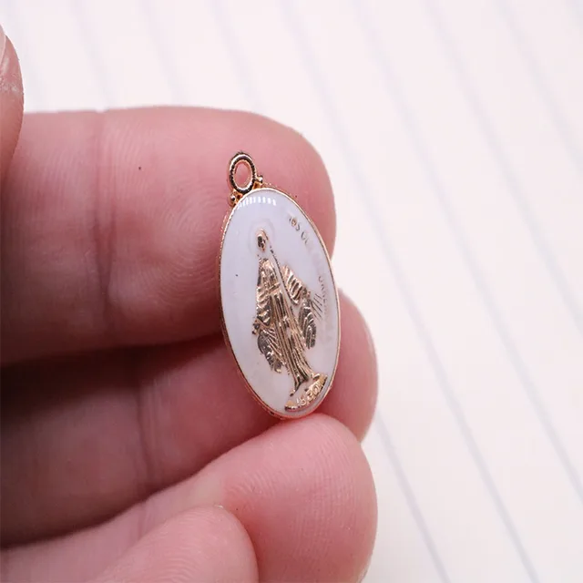 60 Pieces Of Glamour Gold Virgin Mary Medal. Gold Blue Mary Charm Small Medal Wholesale - Charms - AliExpress