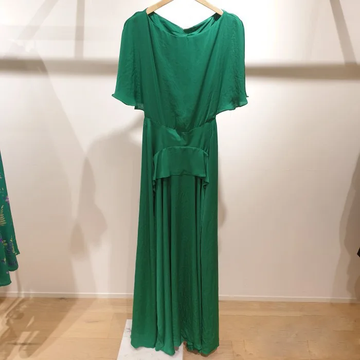 

Spring and Summer 2019 New Dress Short-sleeved Long Women's Dress with Irregular Lotus Edge Straight Dress Women