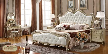 

0426-0010 Luxury european design champagne silve wood bed