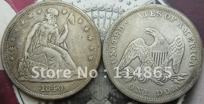 

USA 1840-1866 "Seated Liberty" 1 Dollar without motto copy coins medal-replica coins collectibles