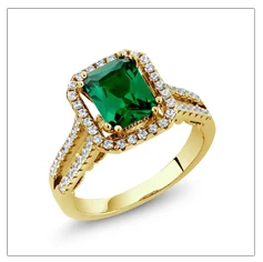 Изумрудное кольцо GemStoneKing 925 пробы Серебряное ювелирное изделие 1,46 карат круглое зеленое имитированное Изумрудное коктейльное кольцо для женщин
