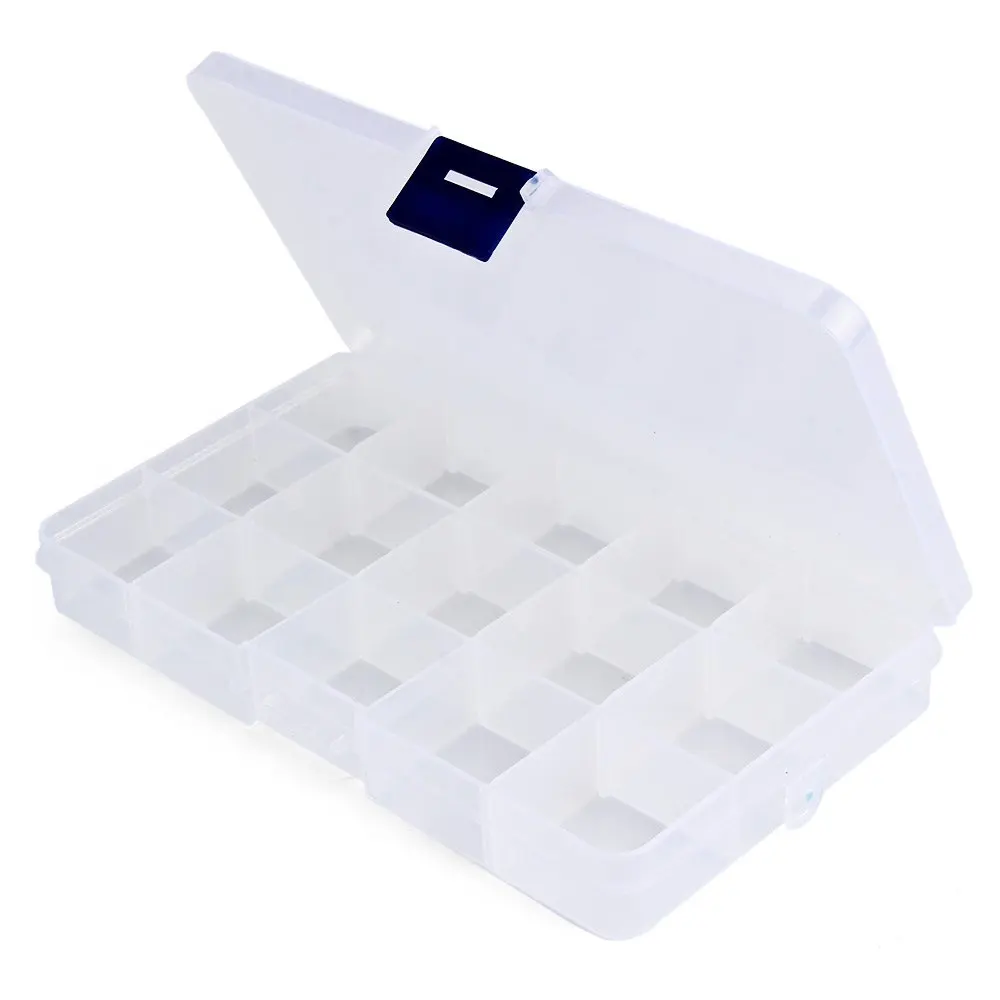 Fishing Tool Box Transparent Plastic Storage Box 15 Compartments