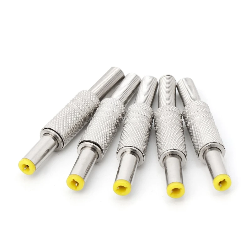 

5 Pcs 5.5x2.5mm DC Power Jack Male Plug Metal Connector Adapter With Yellow Head