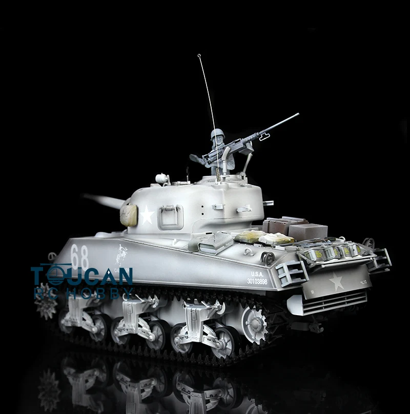 

HengLong 1/16 Scale Winter Snow USA M4A3 Sherman RC Tank Model Metal Tracks Wheels 360 Degrees Rotation Turret 3898 TH00117