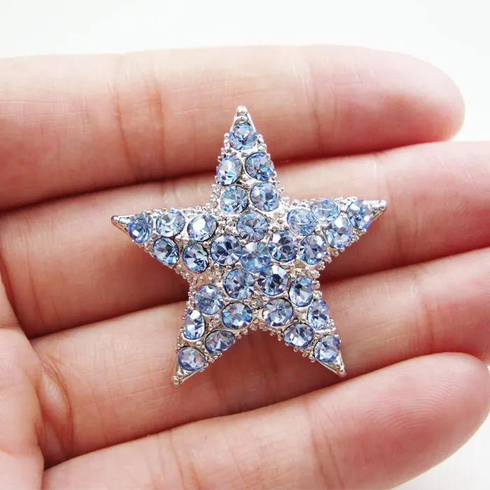

Small Size Unique Blue Pentagram Woman Brooch Pin Star Rhinestone Crystal