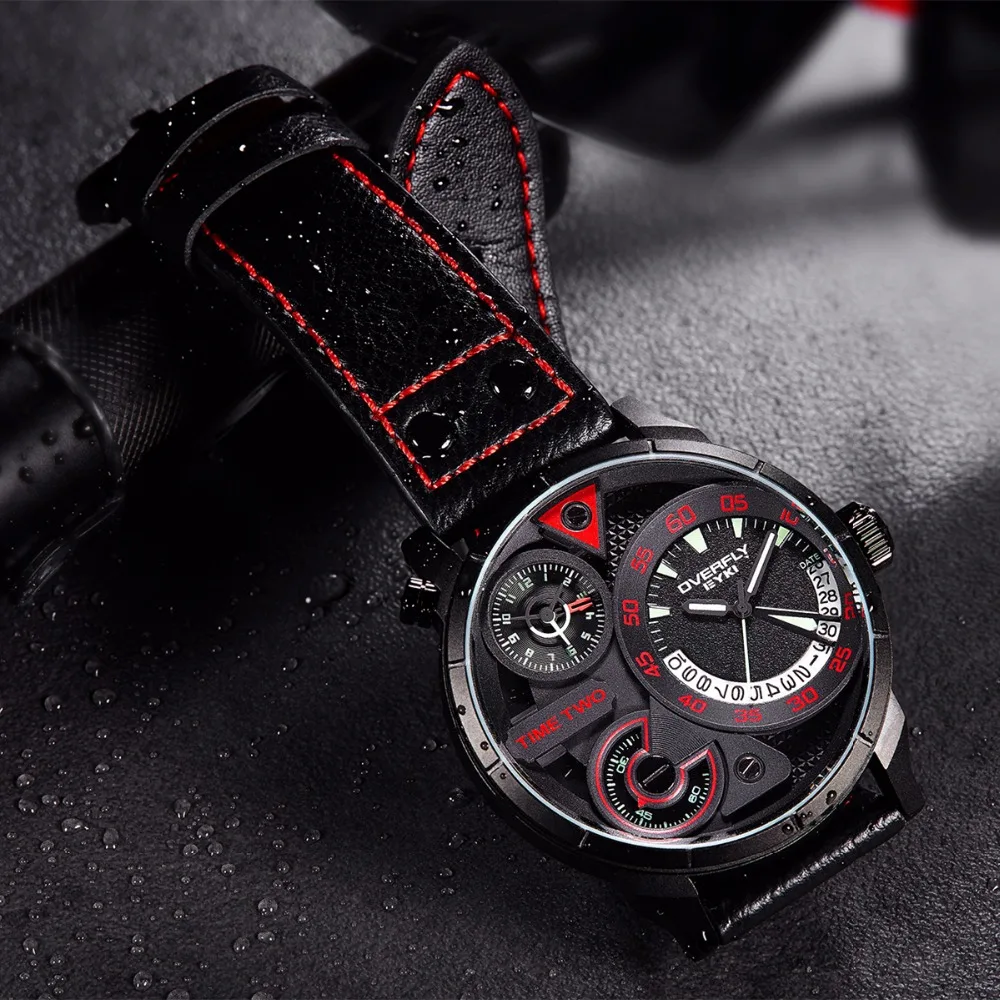 

Eyki Top Luxury Brand Men's Quartz Waterproof Watches Male Fashion Sports Clock Shock Leather Military Watch Relogio Masculino