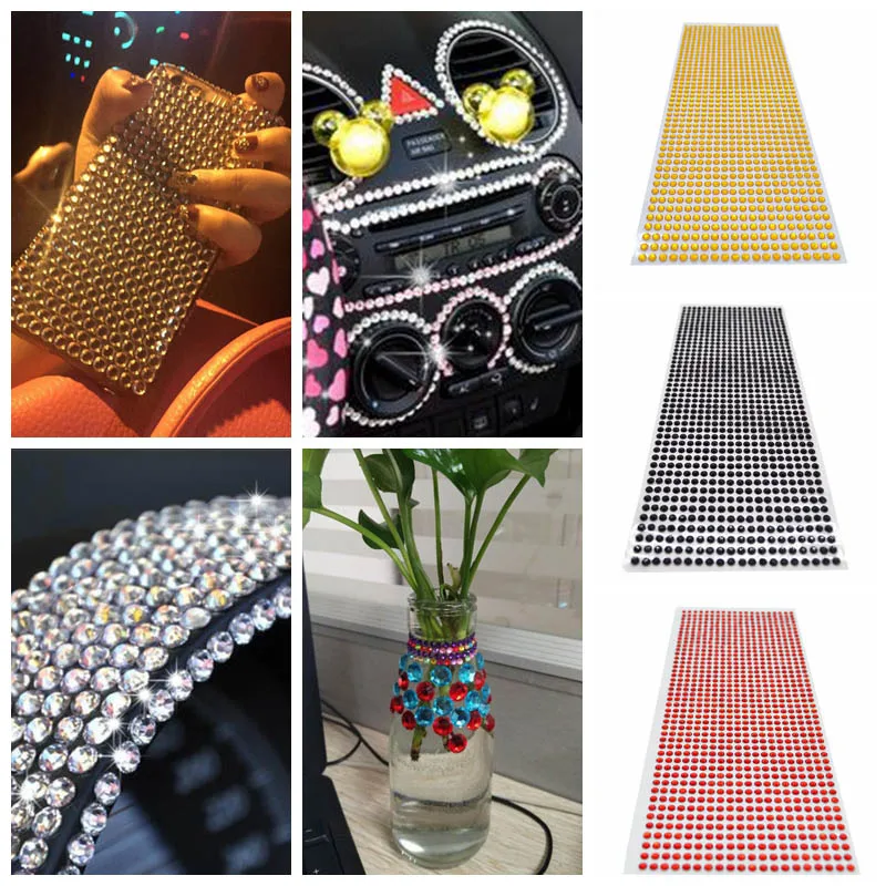 900 قطعة/الوحدة 4 ملليمتر Diy صائق الهاتف المحمول PC الفن بلينغ كريستال الماس حجر الراين الذاتي لاصق ملصقات سكرابوكينغ 75