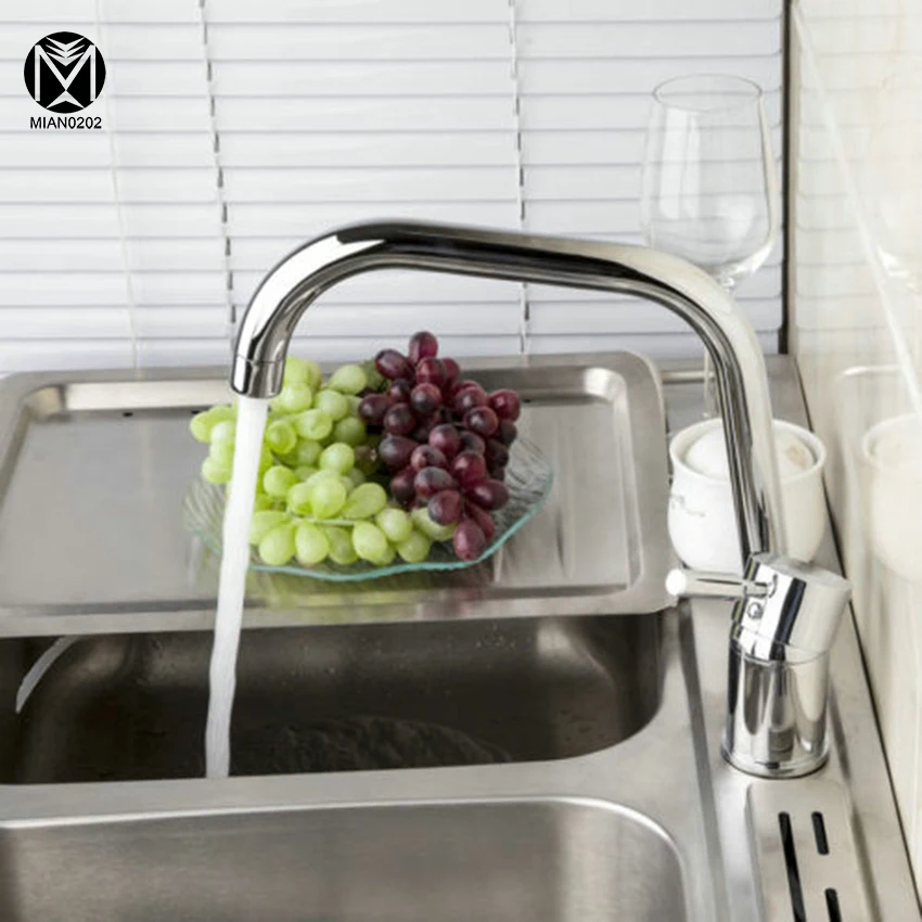 Kitchen Polished Chrome Brass Mixer Tap Kitchen Faucet Sink Swivel Water Spray Basin Sink Vessel Lavatory