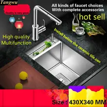 Модная Роскошная мини-балкон стандартная кухонная ручная раковина одинарная мойка Высококачественная пищевая 304 нержавеющая сталь 43x34 см