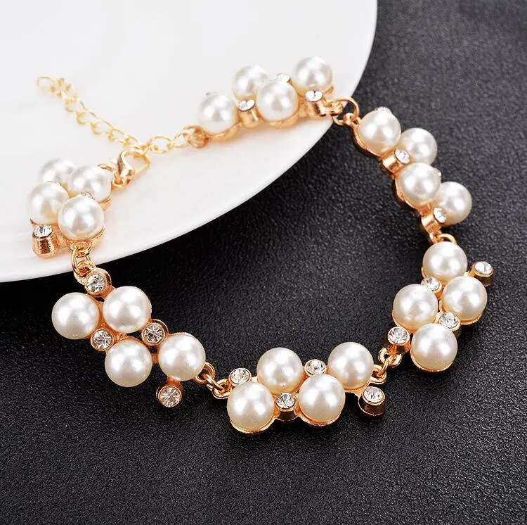 

Rhinestone Pearl Bracelet charm bracelet Chain & Link Bracelets Beaded Bracelet