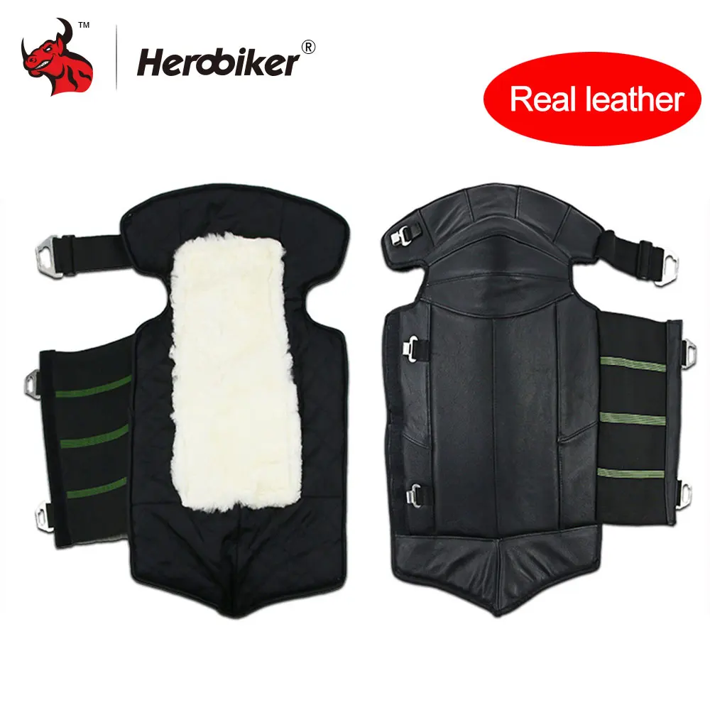 

HEROBIKER Motorcycle Kneepads Leather Warm Motorsiklet Dizlik Motocross Knee Windproof Waterproof Moto Knee Black