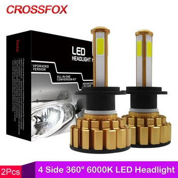 

CROSSFOX Car 4 Sides 16000LM H7 LED H11 H9 H8 9005 HB3 H4 LED Headlight Bulbs 9006 HB4 6000K 12V 24V Auto Lamps Fog Lights
