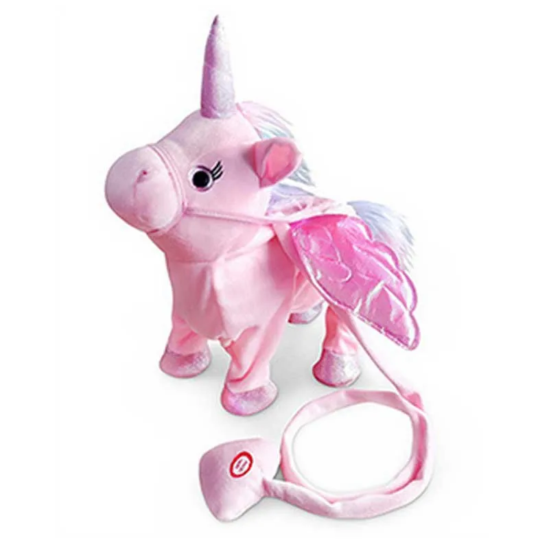 33 см Электрический ходячий единорог плюшевые игрушки чучело игрушка электронная музыка для детей рождественские подарки говорящая кукла - Цвет: Розовый