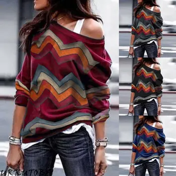 

2019 New Style Fashion hot Women's Long Sleeve Ladies Blouse Casual Autumn Spring Base Stripe O Neck Tops