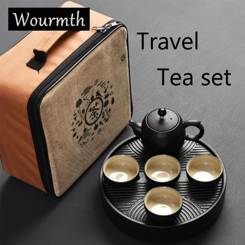 

WOURMTH Ceramic teapot teacup Travel bags a whole set Outdoor activities and Home tea set