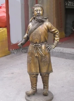 

29Ancient Mongol emperor bronze ART BeiErZhiJin Chagatai Khan Jaghatai statue
