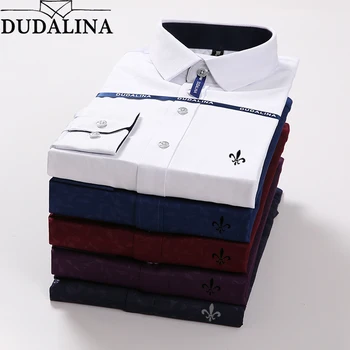 

Dudalina Floral Shirt Men Camisa Masculina Long Sleeve Blouse Male Social Masculina Slim Fit Reserve Sergio K Jacquard
