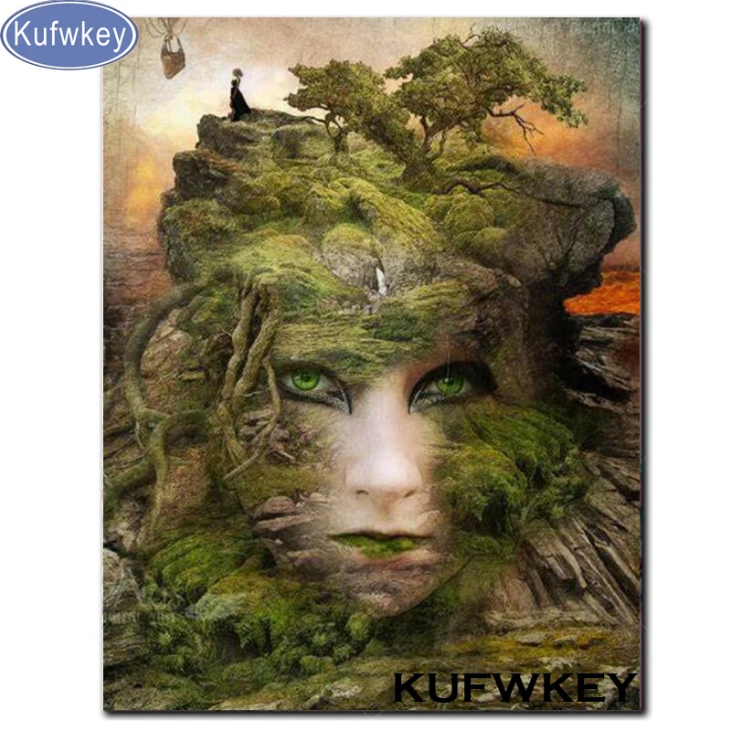 

abstract woman face Diamond Painting mountain eyes Full square drill Mosaic DIY Diamond mosaic Cross Stitch Embroidery scenery