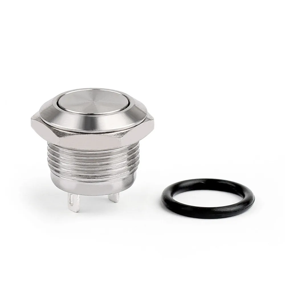 

Areyourshop Mini 2 Pin 12mm Metal Push Button Momentary Switch Waterproof Flat Round DC 36V/2A Stain