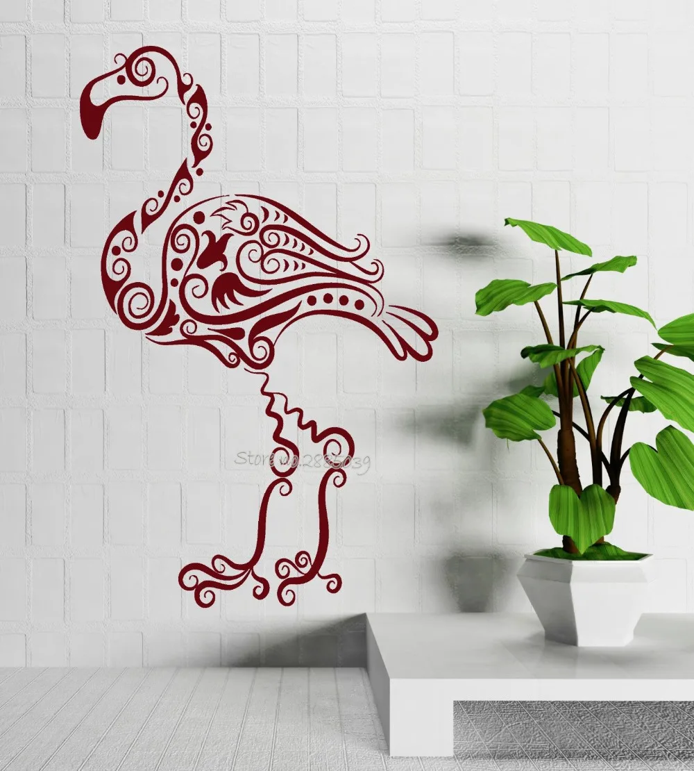 Beautiful Flamingo Bird Vinyl Wall Decal Animal Tribal Decor Wall