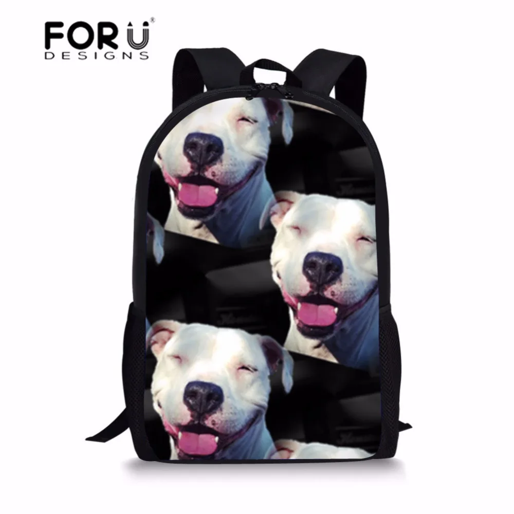 FORUDESIGNS/детские школьные сумки для детей с принтом Бультерьера, школьный рюкзак для подростков, Повседневная сумка через плечо для ноутбука