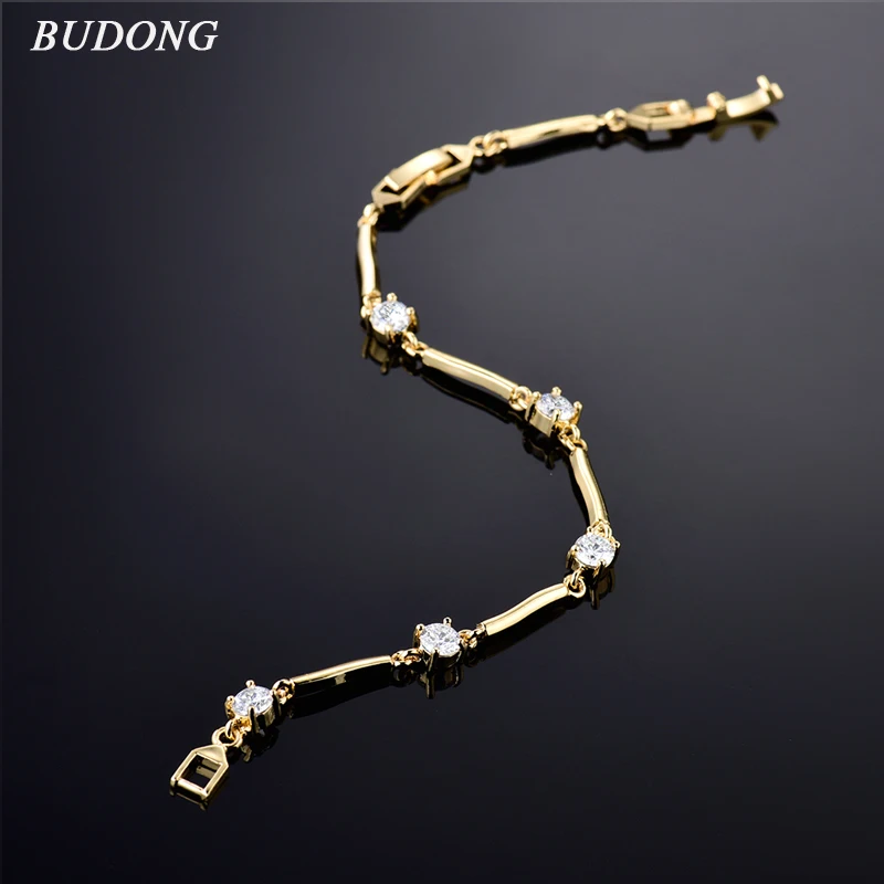 BUDONG Women Fashion Infinity Bracelet Silver Gold Color 18cm 7 Bracelets Chain font b Crystal b