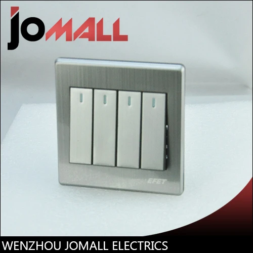 

Luxury Wall Switch Panel, Light Switch 4 Gang 4 Way Push Button LED Indicator 16A,110~250V, 220V