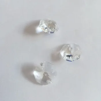 

100pcs 14mm clear Octagon Beads In 4 Holes crystal DIY Curtain Beads Glass Prisms