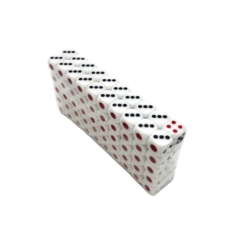 100Pcs/Lot 10mm Acrylic White Dice Hexahedron Fillet Red And Black Points Clubs KTV Dedicated Entertainment Dice Set Board Games