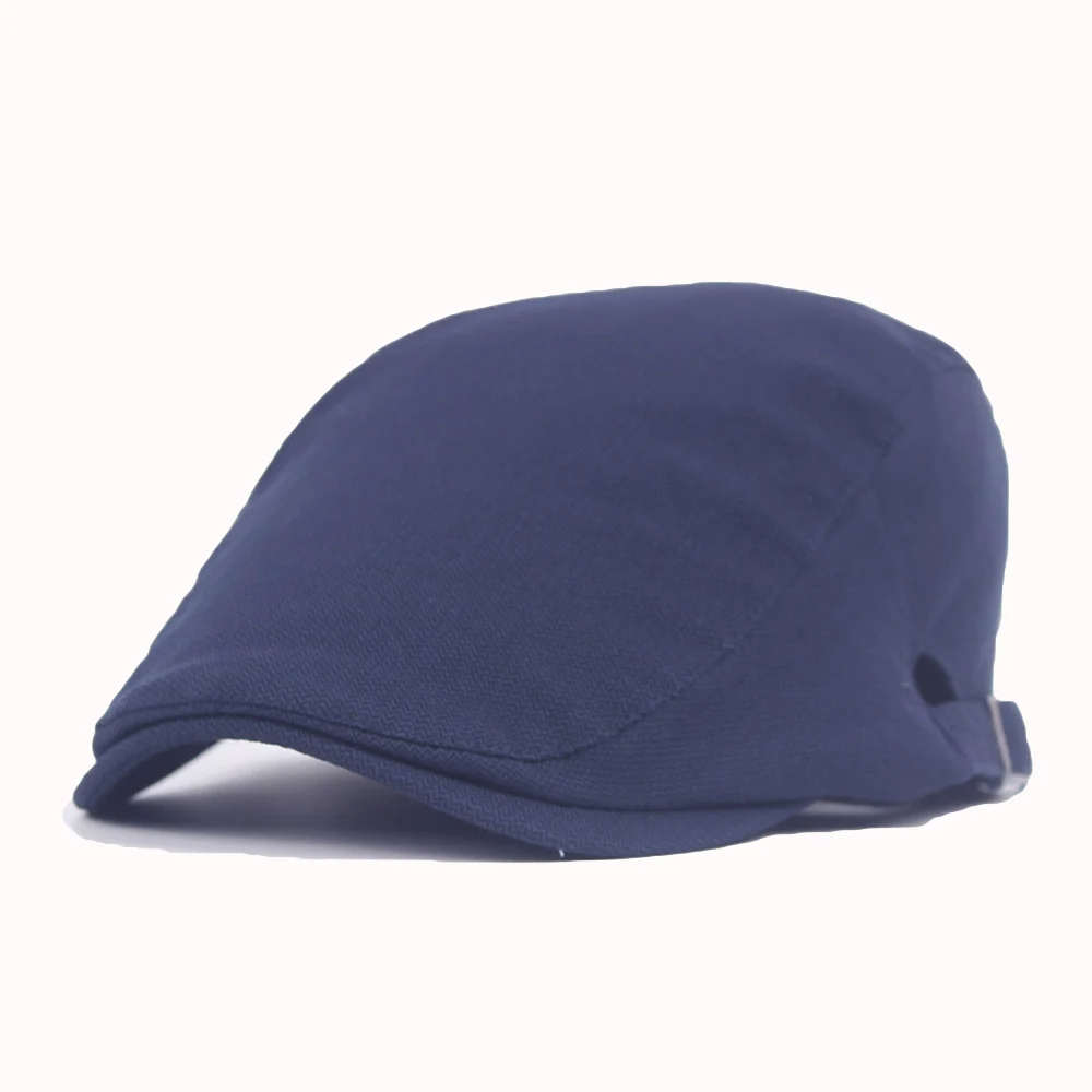 Мужская однотонная хлопковая шляпа для вождения гольф-берет, остроконечная Кепка для таксистов из плюща, Кепка для газетчиков CS165 HATCS0165 - Цвет: Dark Blue