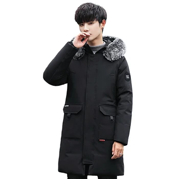 

2020 Top Quality Warm Men Winter Down Jacket Hooded Fur Collar Casual Outerwear Thick Fashion Long Coat Men Parka Plus size 3XL
