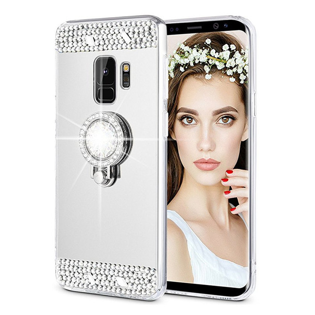 Ring Holder Mirror Bling Case for Samsung Galaxy Note 10 9 8 S8 S9 S10 Plus A8 A6 Plus A7 J4 J6 J2 Pro 2018 J7 Neo Cover