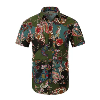 

Beach Hawaiian Shirt Tropical Summer Short Sleeve Shirt Men Button Down Floral Print Shirts Fashion Slim Fit Shirt Holiday