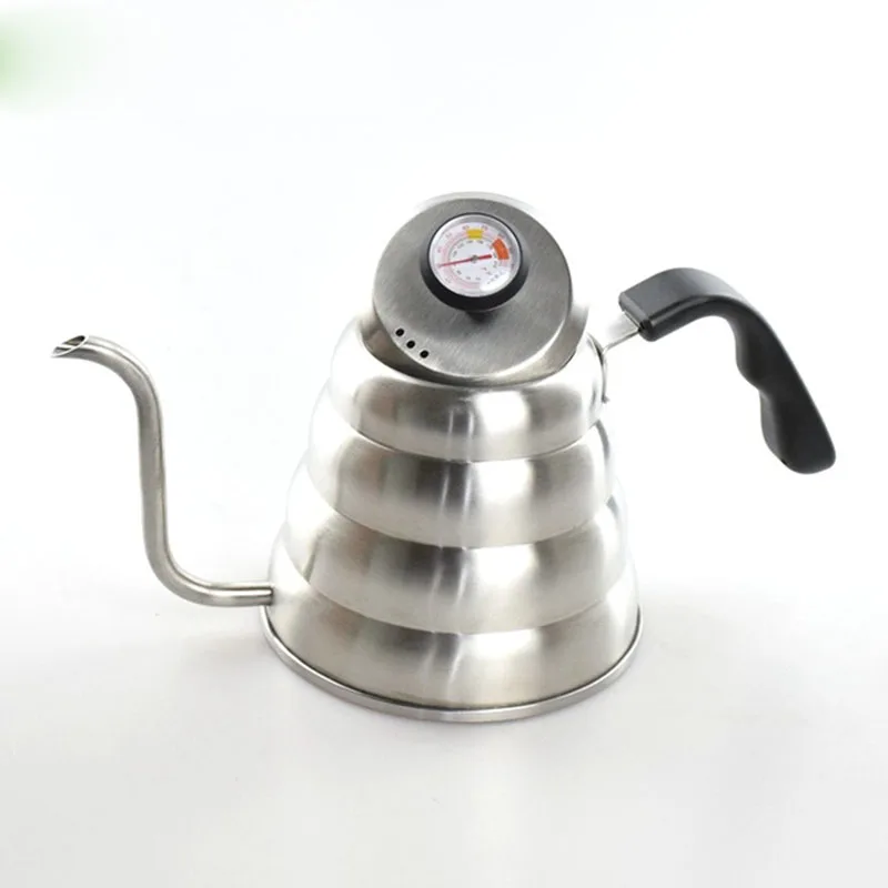 1.2/1L Stainless Steel Thermometer Gooseneck Kettle V60 Coffee Pot Pitcher Moka Espresso Coffee