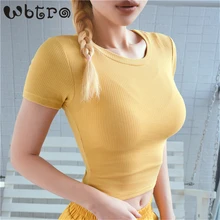 WBTRO спортивный топ для фитнеса, йоги, футболка для спортзала, укороченный топ, Calzas Deportivas Camisas Mujer, топ для фитнеса, топы Спортивные для женщин