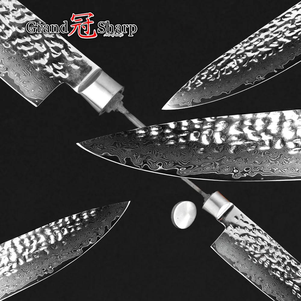 Дамаск Кухня Ножи 7,5 "японский Дамаск пустой нож шеф-повара кухонные ножи инструменты для приготовления пищи, поделки инструмент