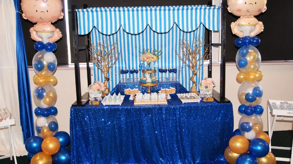 

10PCS 90x156inch Royal Blue Embroidery Mesh Sequin Tablecloth Sequin Table Overlay Wedding/Decoration Sequin Table Cloth