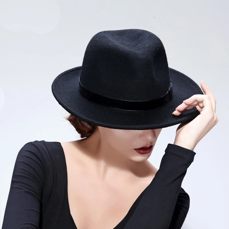 PANDI Hats Women Men Fedora Hat for Laday Wide Brim Sombreros Jazz Church Cap Panama Fedora Top Sun Hat 