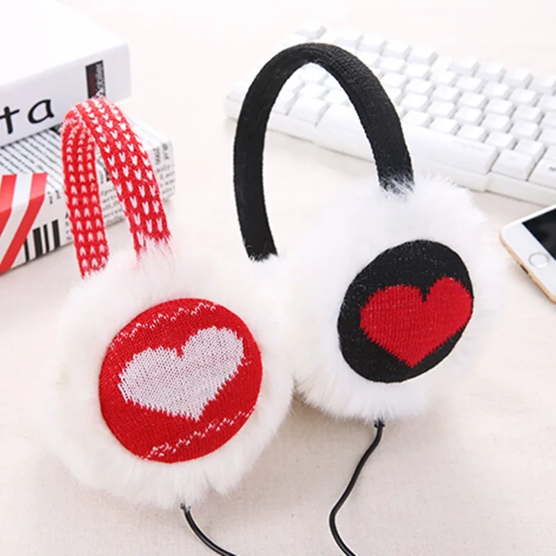 2016 New headphones winter ear warmer earmuffs music earphone fashion love Heart earmuffs
