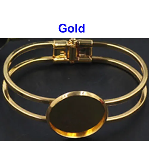 Подходят 25mm кабошоны Винтаж Медь круглый пустая заготовка ободок браслет из кабошона базы для браслет «сделай сам» 10 шт./лот K05287 - Цвет: Gold