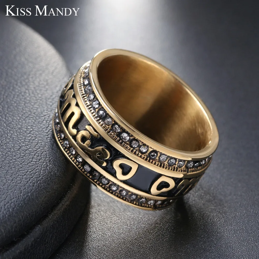 Кольца из нержавеющей стали с винтажным рисунком KISS MANDY золотого цвета Парные