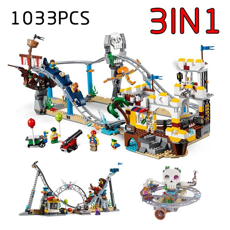 

lepin Legoing 31084 1033pcs City Pirate Roller Park Coaster Creator 3 in 1 Building Block Toy For Children Christmas Gift 24051