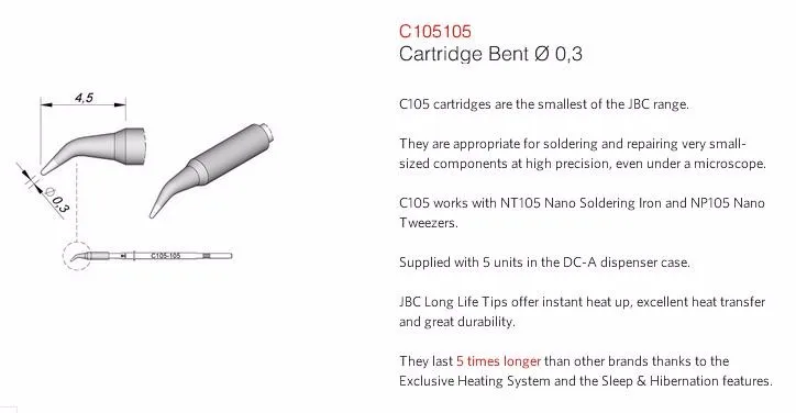 JBC C105-105 жало паяльника для Nano сварочная станция