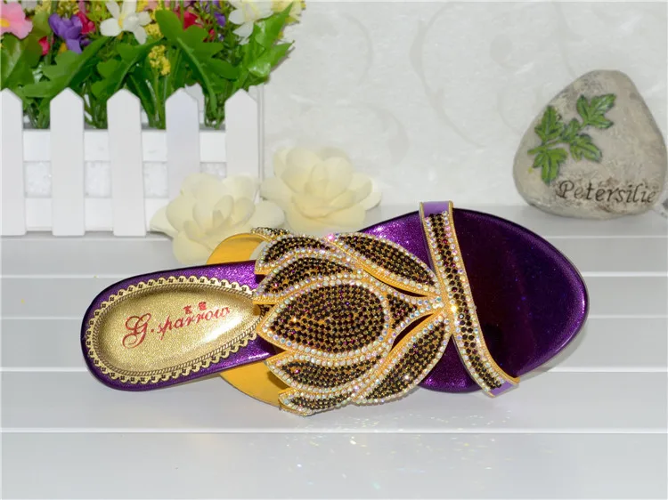 Purple Korean Sexy Diamond Fashion Casual Open Toe Slippers With Heel Womens Shoes Large Sizes High Heels Sandals Wedges 2016-10
