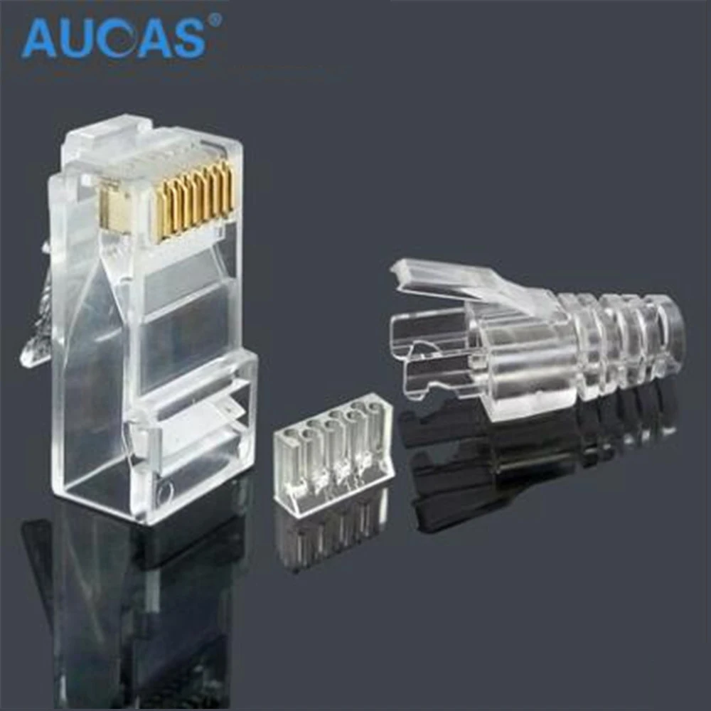 Aucas Высокоскоростной разъем rj45 cat6 8P8C компьютерный сетевой Кабельный модульный cat