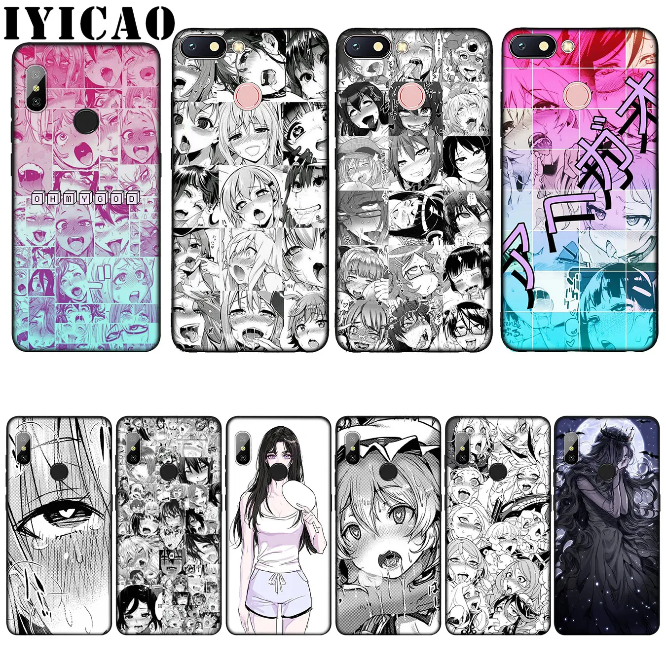 IYICAO Anime girl cartoon japan Silicone Soft Case for Xiaomi Redmi 6A 5A Note 7 4 4X 5 Plus 6 Pro Black TPU Cover |